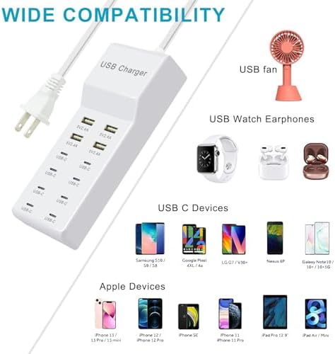 Revolutionize Your Charging Setup with a 12-Port USB Charging Hub – Ultra-Fast Power Strip for Cell Phones, Tablets, and Laptops – Streamlined Multi-Device Integration with Safety Features for Home and Office Use