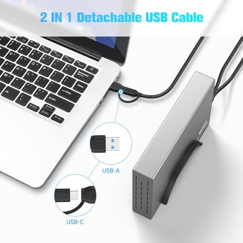 RSHTECH 3.5-Inch Aluminum USB 3.1 Gen 1 HDD Enclosure with Type C to SATA Connectivity – Ultra-Fast External Dock Case for 16 TB Drives, Perfect for SSD and HDD Data Management, Quick Setup & Enhanced Durability