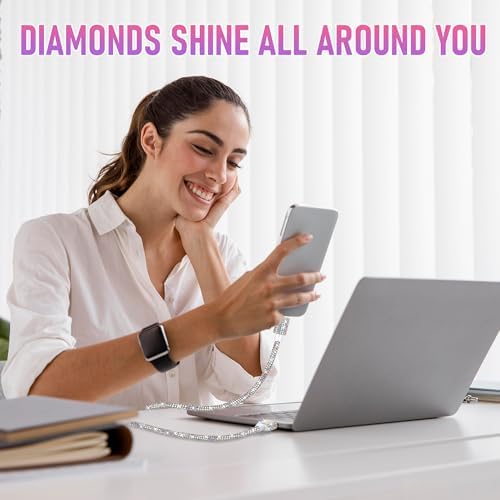 Black Diamond MFi Certified Fast Charging Cable for i Phone – 4 FT USB-A to Lightning Cord with Sparkling Rhinestone Design, Compatible with i Phone 14, 13, 12, 11 Pro Max, XR, XS, X, 8, and 7 – Durable and Stylish Charging Solution for Rapid Power Delivery