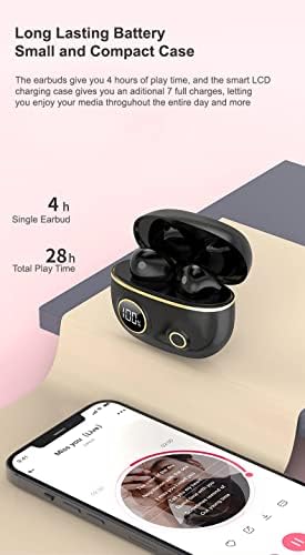 Acuvar Bluetooth 5 Waterproof Earbuds with Microphone – Rechargeable USB-C Case & LCD Display for i OS & Android Devices (Purple) – Superior Sound, Ergonomic Comfort & Adventure-Ready Design