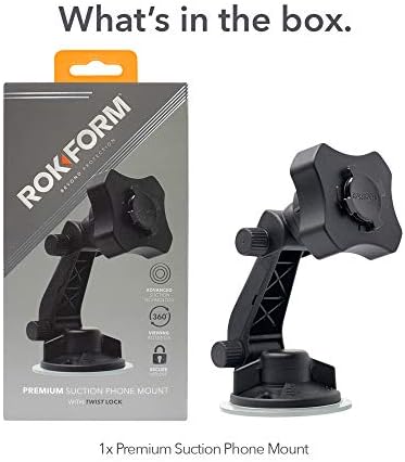 Rokform Premium Adjustable Windshield Phone Mount: Secure Suction Cup Holder with 360-Degree Rotation & 210-Degree Tilt for Enhanced Navigation – Compatible with All Rokform Twist Lock Cases for Ultimate Versatility and Safety on the Road