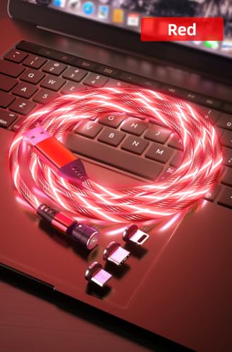 Versatile 3-in-1 Luminous Magnetic USB Charging Cable – Reflex Power 2 Pack, 1 M Length, 540° Rotating Design, Fast 2.4 A Charge, Durable TPE Build, Compatible with i Phone/i Pad, Micro USB & Type-C Devices, Green LED Glow for Easy Visibility in Low Light, Enhanced Durability for Everyday Use