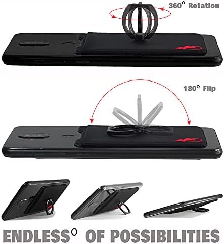 Gecko Universal Phone Ring Wallet – 360° Swivel Grip with Strong Adhesive for Credit Cards and Cash – Enhanced Stability and Comfort for Selfies, Videos, and Everyday Use – Compatible with All Cell Phone Models – Durable, Magnetic Mount Ready – Gray Finish – 90-Day Satisfaction Guarantee