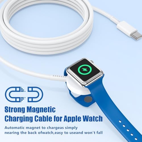 Accelerate Your Apple Watch Charging with the 20 W USB-C Fast Charger – 6 ft Magnetic Cable for Ultra 2 & All Models – MFi Certified for Rapid, Reliable Power Delivery and Exceptional Durability – The Ultimate Travel Companion for Effortless Charging