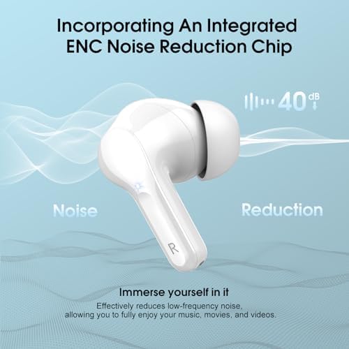 Elevate Your Audio Experience with Bluetooth 5.3 Wireless Earbuds – Hi-Fi Stereo Sound, 40-Hour Battery Life & Advanced Noise Cancelling for Ultimate Focus – IP7 Waterproof Design Perfect for Sports and Everyday Use – Seamless Compatibility with i OS & Android Devices