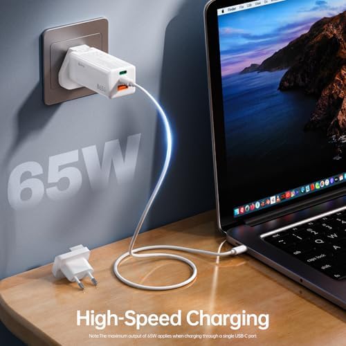 Bwine 65 W Ga N USB-C Charger: Ultra-Compact, Multi-Port Fast Charging Adapter for i Phone 16, Galaxy S24, Note 20/10+, Drones – Smart Travel Power Solution for Quick Device Charging Anywhere