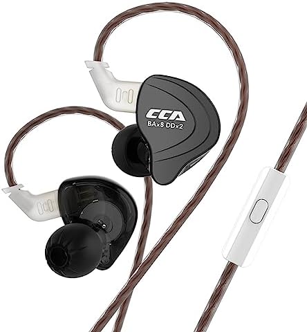CCA C10 Hybrid Driver In-Ear Monitors – 4 BA + 1 DD Audiophile Headphones with Detachable Cable and Alloy Faceplate for Exceptional Sound Quality – Matte Black Wired Earbuds for Musicians and Stage Performers – Ergonomic Design for Comfort and Long Listening Sessions