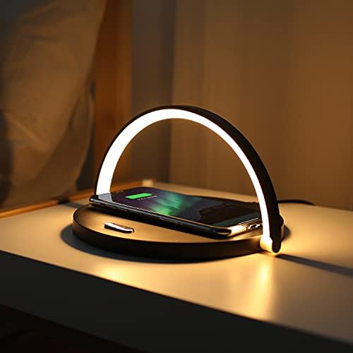 Transform Your Space with the mooas Premium Wireless Charging Nightlight – 15 W Fast Charger for i Phone 15/14 Pro & Galaxy S24/S23/S22 – Touch Control with Adjustable Brightness Levels for Ambiance & Functionality – Elegant Wood Design for Modern Decor