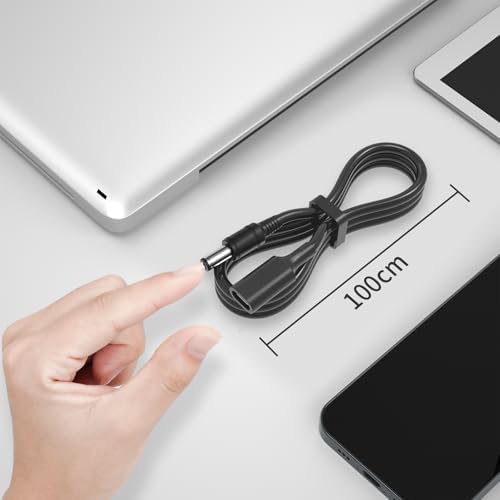 USB-C to 5.5mm x 2.1mm Barrel Jack Cable for Power Tool Chargers and Printers, USB-C Female Input to DC 5.5×2.1mm Power Cable, 100cm, Black (3 Pack) – Enhanced Compatibility and Speed