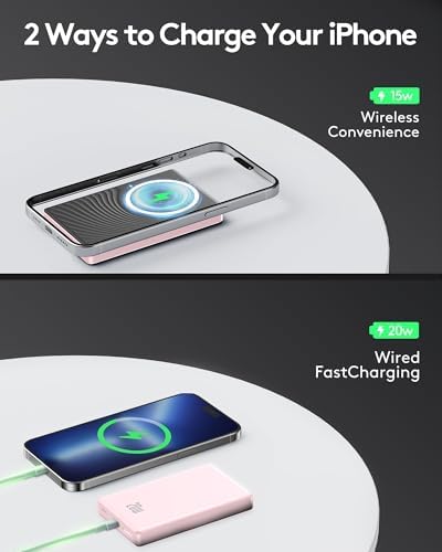 Ultra-Slim 10,000 m Ah Mag Safe Power Bank for i Phone 16/15/14/13/12 – Fast Wireless Charging in Sleek Metallic Black, Magnetic Attachment for Hassle-Free Portability and Quick Power-Ups – Ideal Travel Companion for On-the-Go Charging Solutions