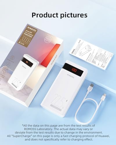 ROMOSS 30000 m Ah High-Capacity Power Bank with 22.5 W Fast Charging – Versatile Portable Charger for Multi-Device Compatibility including i Phone, i Pad Pro, Samsung – Triple Output & Input Design for Effortless Power Management on the Go
