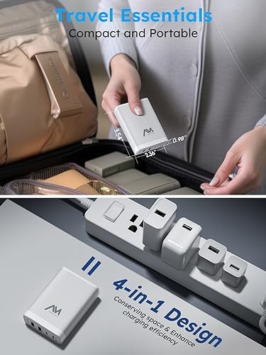 Amlink 100 W USB-C Fast Charging Hub – Compact 4-Port Power Station with 65 W Ga N Technology for High-Speed Device Charging | Ideal for Mac Book Pro, i Pad Pro, i Phone & Samsung Galaxy Note | Perfect Portable Solution for Travel & Workspace Efficiency | Safe Multi-Device Charging with Overheat Protection