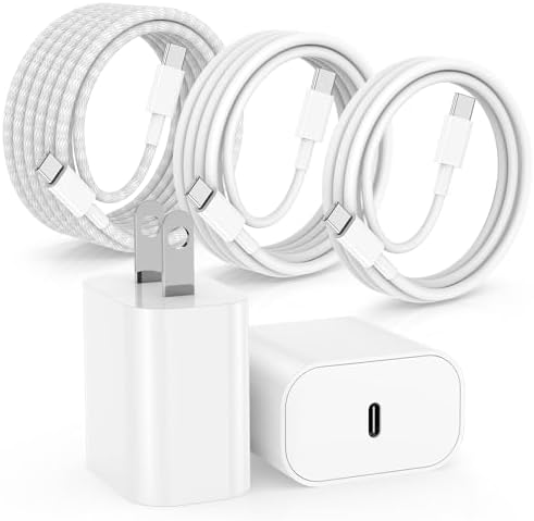 20 W Type C Fast Charger Duo for i Phone 15 Pro Max – Premium USB-C Wall Adapter with 6 ft Cable for Rapid Power Delivery to i Phone 15 Series and i Pad Pro – Compact, Durable, and Universal Charging Solution for Travelers and Professionals