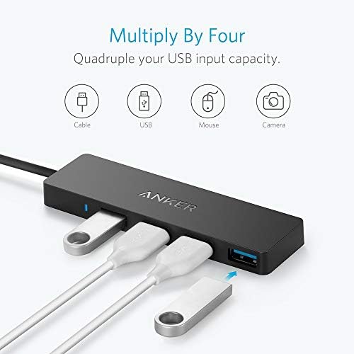 Anker Ultra-Slim 4-Port USB 3.0 Hub – Lightning-Fast 5 Gbps Data Transfer for Mac Book, i Mac, and Surface – Compact 0.7 ft Design for On-The-Go Professionals – Enhance Your Workspace with Effortless Connectivity and Seamless Device Integration