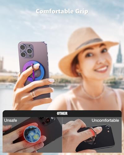 Glitter Silver Magsafe Ring Holder by SUPERONE – Magnetic Phone Grip & Adjustable Stand for i Phone 16/15/14/13/12 Series – Premium Compatibility & Secure Hold for Effortless Use and Stylish Protection