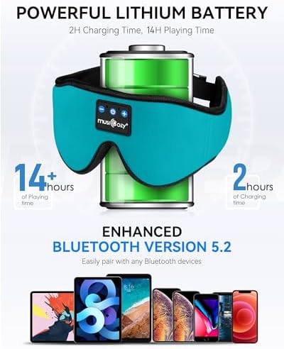 Ultimate Bluetooth Sleep Mask with High-Definition Sound: Perfect for Side Sleepers Seeking Unmatched Comfort and Entertainment – Experience Enhanced Connectivity, Crisp Audio, and Stylish Relaxation for Restful Nights and Mindful Moments – Ideal Gift for Music Lovers and Meditative Souls