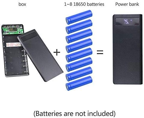 Customizable LHIABNN Power Bank Box – Dual USB Output Charger Case with LCD Display for 18650 Batteries, Versatile Micro/Lightning/Type-C Compatibility, Sleek Black Design for On-the-Go Power Solutions