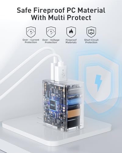 20 W Dual Port USB-C Wall Charger Block – Fast Charging Adapter with Foldable Plug for i Phone 15/15 Pro/14/14 Pro Max/13, Galaxy, i Pad, Google Pixel – Compact Travel Essential for Dual Device Power Delivery