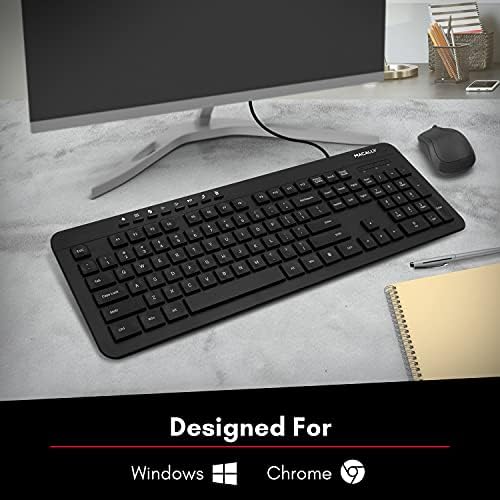 Experience Ultimate Comfort with the Macally Wired Ergonomic Keyboard – USB Full-Size Solution for Windows PC, Ideal for Home & Office Use – Boost Your Typing Efficiency with Integrated Multimedia Keys and Durable Design