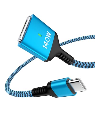 High-Speed 140 W USB-C to Magnetic 3 Charging Cable for Mac Book Air & Pro – 6 ft Durable Cord with Enhanced Compatibility for M1, M2, M3, M4 Models – Effortless Magnetic Connection and Fast Charging Efficiency