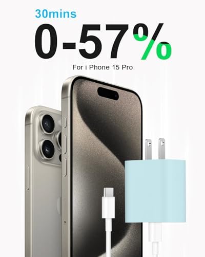 20 W USB-C Wall Charger for i Phone 16 & 15 – Fast Charging Dual Pack with 6 FT Type-C Cable – Optimized Power Delivery for i Pad Pro and More – Compact, Durable, and Travel-Friendly Charging Solution for Home and On-the-Go Use