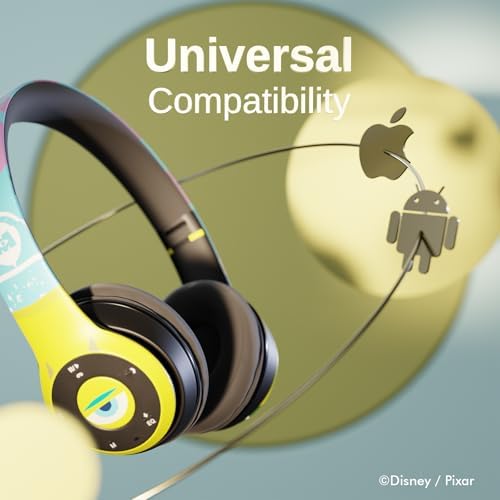 Monsters, Inc. Bluetooth Over-Ear Headphones – Immersive Audio Quality with Built-In Microphone, 15-Hour Wireless Playtime – Ultimate Disney Gift for Pixar Fans and Music Aficionados of All Ages