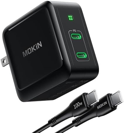 Powerful 100 W Dual-Port USB C Charger Block with Ga N+ Technology – Compact & Foldable Wall Adapter for Mac Book Pro/Air, i Pad, i Phone, Galaxy S24/S23 – Ultimate Travel Charging Solution with Enhanced Safety Features