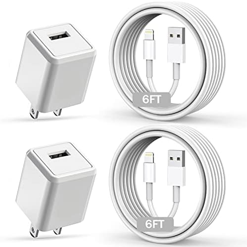 Apple MFi Certified i Phone Charger Set – 3 FT Lightning Cable & USB Wall Adapter (2-Pack) for Fast Charging All i Phone Models Including 14/13/12 Mini/11 Pro Max/10/XS/XR/X/8/SE2022 – Travel-Friendly Durable Design for Home and Office Use