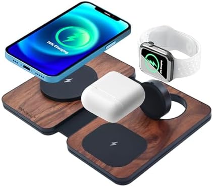All-in-One Carbon Fiber Charging Station for Apple Devices – Fast Mag Safe Wireless Charger, Foldable Travel Solution for i Phone 16-12 Series, Air Pods & Apple Watch – Ultimate Portability & Efficiency