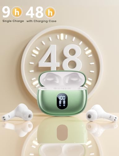 Elevate Your Audio Experience with ZZU 2025 Wireless Earbuds – Superior Big Bass Sound, Ultra-Lightweight Bluetooth Design, Extended 48-Hour Battery Life, IPX7 Waterproof for Active Lifestyles, AI-Enhanced Hands-Free Calling, Seamless Compatibility with i Phone & Android Devices for Music Lovers and Professionals