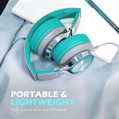 Premium AILIHEN C8 Kids Wired Headphones – Foldable On-Ear Design with Adjustable Volume Control and Built-In Microphone for Safe Listening – Perfect for School, Travel, and Home Use (Black/Blue) – Exceptional Sound Quality for Young Audiophiles and Learning Environments