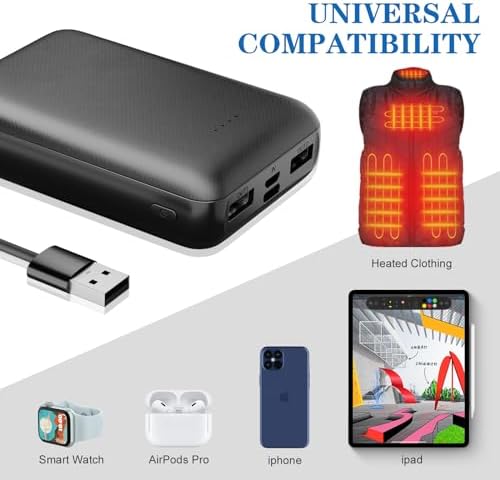 Ultimate 10,000 m Ah 5 V Battery Pack for Heated Vests & Jackets – Essential Electric Power Bank for All-Day Warmth and Adventure, Compatible with 5 V Heated Clothing – Quick Charge, Lightweight Design for Outdoor Enthusiasts and Winter Comfort