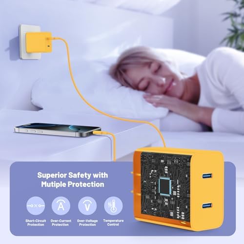 Dual-Port 45 W USB-C Wall Charger for Samsung Galaxy S25/S24 Ultra – Super Fast Charging with 2-Pack 6.6 ft Cables, PD 3.0 & PPS Technology for Enhanced Compatibility and Performance – Ideal for Mobile Professionals and Families