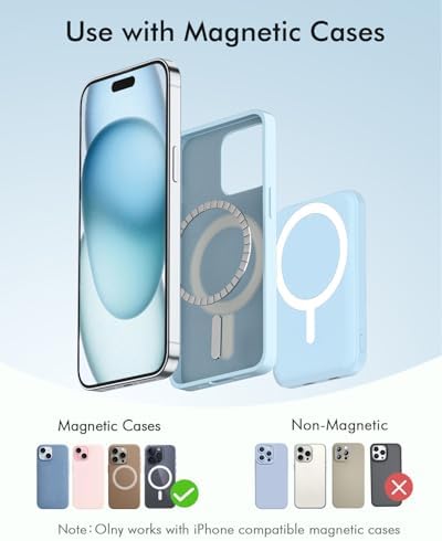 Podoru Mag Safe 5000 m Ah Portable Power Bank – Wireless Magnetic Charger with 20 W PD Fast Charging for i Phone 12 to 16 Series – Sleek, Lightweight Design for Effortless On-the-Go Charging – Includes Type-C Cable for Enhanced Versatility and Compatibility