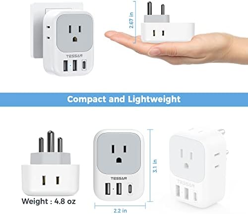 TESSAN Dual Pack European Travel Adapter with 4 AC Outlets and 3 High-Speed USB Ports – Ultimate International Power Converter for Seamless Device Charging in Italy, Spain, France, Portugal, Germany, and Iceland – Essential Travel Accessory for Modern Explorers