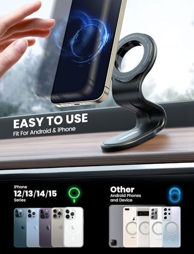 Revolutionize Your Drive with the Samcore Magnetic Car Mount – Advanced Mag Safe Phone Holder Featuring a Flexible Aluminum Arm and 20 Ultra-Strong Magnets for i Phone 16, 15, 14, 13 Pro Max & Mini – Quick Install for Optimal Dashboard Fit and Effortless Access to Your Device While Driving