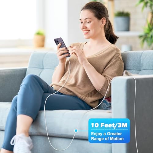 Ultra-Long 10-Foot Fast Charging Cable for i Phone 16/15 with 20 W USB-C Charger Block – Superior Speed and Versatility for i Pad Pro, Air Pods, and S25 Devices – Unmatched Convenience for Home and On-the-Go Charging Solutions