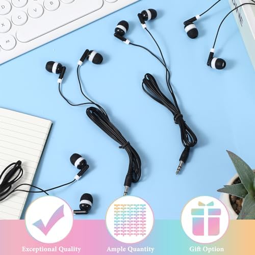 Bulk 50 Pack Red Wired In-Ear Headphones – Individually Bagged Earbuds for Enhanced Sound Quality and Device Compatibility – Perfect for Schools, Events, and Corporate Giveaways