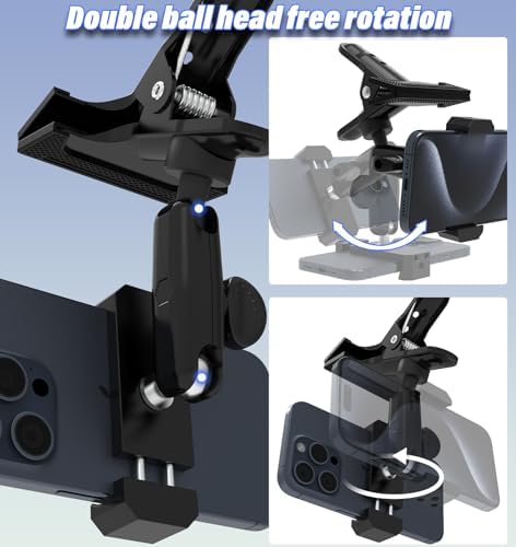 Metal Sun Visor Phone Holder for Car – Adjustable Dual Swivel Ball Mount for Enhanced Visibility – Universal Clamp Fits i Phone 16/15/14/13/12 Pro Max, Galaxy S24/23/22 – Sturdy and Durable Hands-Free Smartphone Accessory for Safe Driving and Navigation – Ideal for 4-7” Devices