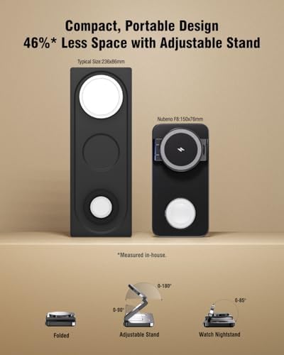 Revolutionary 3-in-1 Foldable Wireless Charging Station – 15 W Qi2-Certified Magnetic Charger for i Phone 16/15/14/13/12, Apple Watch, and Air Pods – Compact Fast Charging Dock with 30 W Adapter for Ultimate Compatibility and Speed – Perfect for Travel and Home Use