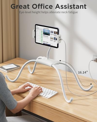 SAIJI Adjustable Tablet Stand Holder – Versatile and Portable Dock for 4.7″-17.3″ Devices, Perfect for Desk, Bed & Gaming – Enhanced Stability, Customizable Viewing Angles, Sleek Black Design for Ultimate Comfort and Productivity