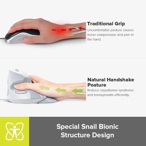 Elevate Your Comfort: De LUX Wired Vertical Ergonomic Mouse for Medium Hands – 6 Programmable Buttons, 4200 DPI Precision, and Removable Palm Rest to Alleviate Wrist Pain and Carpal Tunnel Symptoms – Ideal for Enhanced Productivity and Seamless Compatibility Across Operating Systems
