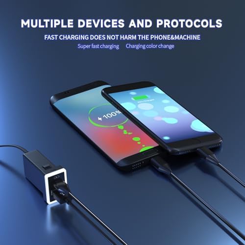 Compact Car Charger for Toyota with PD QC3.0 Fast Charge and LED Light Show – Stylish Ice Blue Type C USB Socket for Rapid Device Charging and Enhanced Compatibility