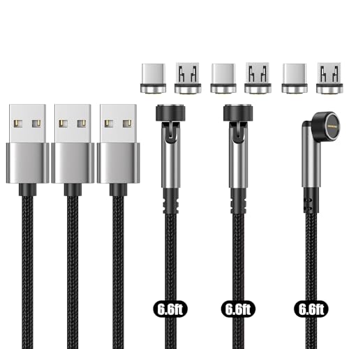 NETDOT 2-in-1 Gen12 Magnetic Phone Charger – 3 Pack of 3.3 ft Fast Charging Cables for USB-C & Micro-USB Devices – 18 W Quick Charge with Effortless Data Transfer – Ultimate Compatibility & Convenient Connectivity for Home, Office, and Travel
