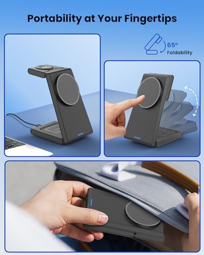 CIYOYO 3-in-1 Fast Wireless Charging Dock – Streamlined Power Hub for i Phone 16/15/14/13/12/SE, Apple Watch Series 9/8/7/6/SE/5/4, and Air Pods Pro/3/2 – Maximize Charging Efficiency with Innovative Safety Features and Sleek Aesthetic Design for Modern Living