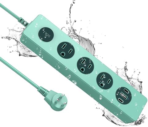 Ultimate IPX9 Weatherproof Outdoor Power Strip with 3 Outlets & 3 USB Ports (2 USB-C) – 5.18 FT Heavy-Duty Extension Cord for Versatile Power Solutions in Garden, Bathroom, Kitchen, Garage, and Office – Reliable Surge Protection & Fast Charging for All Devices