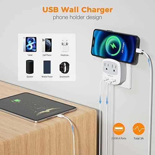 Ultimate TESSAN Type G UK Travel Plug Adapter with Dual USB Fast Charger Ports – Compact US to UK Power Converter for Effortless Global Connectivity in Scotland, London, Ireland, Kenya, Dubai & Qatar