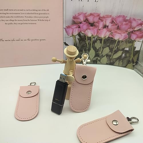 Stylish Pink Leather USB Flash Drive Case Set – 3 Durable Protectors for Safe Storage and Easy Access – Perfect for Women Who Love Chic Tech Accessories – Enhanced Compatibility & Speed for All USB Drives