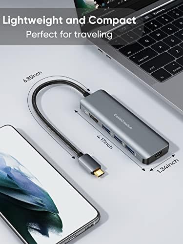 Unlock Ultimate Connectivity with the 7-in-1 USB C Hub 4 K 60 Hz | Cable Creation Multiport Adapter for Seamless 1 Gbps Ethernet, Stunning HDMI Display, Dual USB 3.0 Ports, 100 W PD Charging & SD/TF Card Support – Perfect for Mac Book Pro, i Pad Pro & Steam Deck Users!