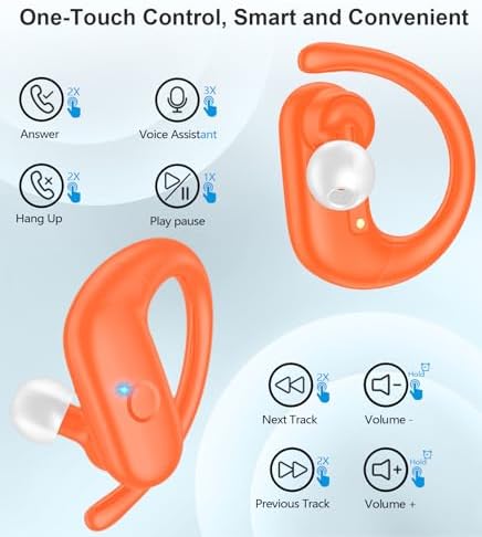 MOZOTER Wireless Sport Earbuds: Stylish Bluetooth Headphones with Enhanced Deep Bass, Secure Earhooks for Active Comfort, and Unmatched 60-Hour Battery Life – Ideal for Fitness, Meetings, and Everyday Use